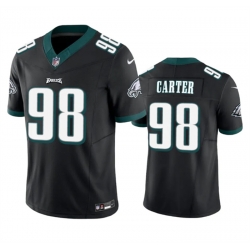 Men Philadelphia Eagles 98 Jalen Carter Black 2023 F U S E  Vapor Untouchable Limited Stitched Football Jersey