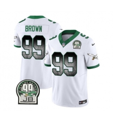 Men Philadelphia Eagles 99 Jerome Brown White 2023 F U S E  Throwback Vapor Untouchable Limited Stitched Football Jersey