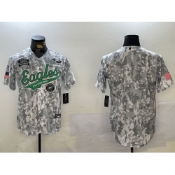 Men Philadelphia Eagles big logo 2024 F U S E Arctic Camo Salute To Service Limited Stitched Jersey 12