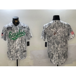 Men Philadelphia Eagles big logo 2024 F U S E Arctic Camo Salute To Service Limited Stitched Jersey 9