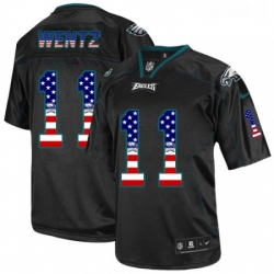 Mens Nike Philadelphia Eagles 11 Carson Wentz Elite Black USA Flag Fashion NFL Jersey