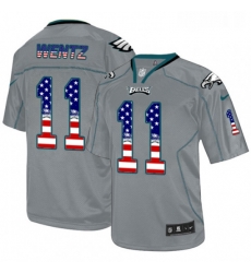 Mens Nike Philadelphia Eagles 11 Carson Wentz Elite Grey USA Flag Fashion NFL Jersey