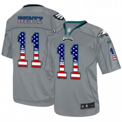 Mens Nike Philadelphia Eagles 11 Carson Wentz Elite Grey USA Flag Fashion NFL Jersey