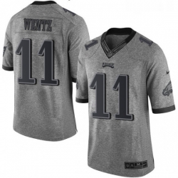 Mens Nike Philadelphia Eagles 11 Carson Wentz Limited Gray Gridiron NFL Jersey