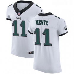 Mens Nike Philadelphia Eagles 11 Carson Wentz White Vapor Untouchable Elite Player NFL Jersey