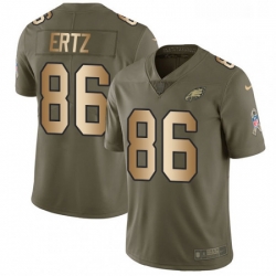 Mens Nike Philadelphia Eagles 86 Zach Ertz Limited OliveGold 2017 Salute to Service NFL Jersey