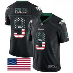 Mens Nike Philadelphia Eagles 9 Nick Foles Limited Black Rush USA Flag NFL Jersey