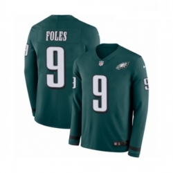 Mens Nike Philadelphia Eagles 9 Nick Foles Limited Green Therma Long Sleeve NFL Jersey