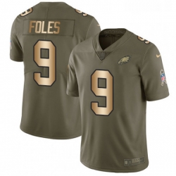 Mens Nike Philadelphia Eagles 9 Nick Foles Limited OliveGold 2017 Salute to Service NFL Jersey