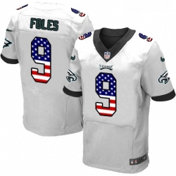 Mens Nike Philadelphia Eagles 9 Nick Foles White Road USA Flag Fashion NFL Jersey