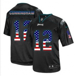 New Philadelphia Eagles #12 Randall Cunningham Black Men' Stitched NFL Elite USA Flag Fashion Jersey