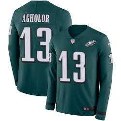 Nike Eagles #13 Nelson Agholor Midnight Green Team Color Men Stitched NFL Limited Therma Long Sleeve Jersey