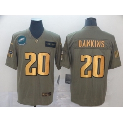 Nike Eagles 20 Brian Dawkins 2019 Olive Gold Salute To Service Limited Jersey