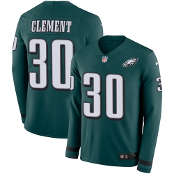 Nike Eagles #30 Corey Clement Midnight Green Team Color Men Stitched NFL Limited Therma Long Sleeve Jersey