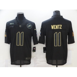 Nike Philadelphia Eagles 11 Carson Wentz Black 2020 Salute To Service Limited Jersey