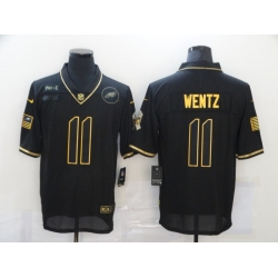 Nike Philadelphia Eagles 11 Carson Wentz Black Gold 2020 Salute To Service Limited Jersey