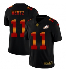 Philadelphia Eagles 11 Carson Wentz Men Black Nike Red Orange Stripe Vapor Limited NFL Jersey