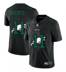 Philadelphia Eagles 11 Carson Wentz Men Nike Team Logo Dual Overlap Limited NFL Jersey Black