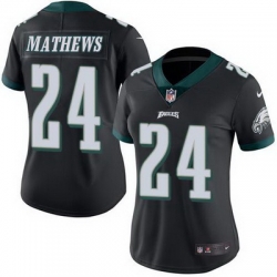 Nike Eagles #24 Ryan Mathews Black Womens Stitched NFL Limited Rush Jersey