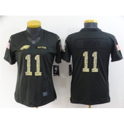 Women Philadelphia Eagles 11 A  J  Brown Black Salute To Service Stitched Football Jersey 28Run Small 2