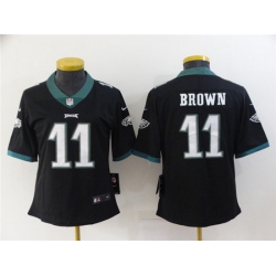 Women Philadelphia Eagles 11 A  J  Brown Black Vapor Stitched Football Jersey 28Run Small 2