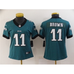 Women Philadelphia Eagles 11 A  J  Brown Green Vapor Stitched Football Jersey 28Run Small 2