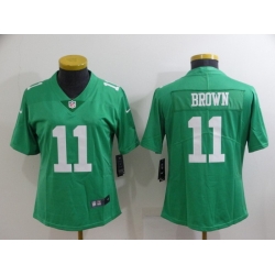 Women Philadelphia Eagles 11 A  J  Brown Green Vapor Untouchable Limited Stitched Football Jersey 28Run Small 2