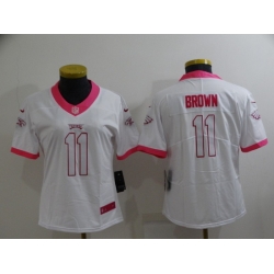 Women Philadelphia Eagles 11 A  J  Brown Pink White Stitched Football Jersey 28Run Small 2