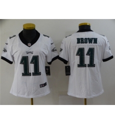 Women Philadelphia Eagles 11 A  J  Brown White Vapor Stitched Football Jersey 28Run Small 2