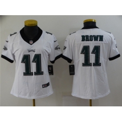 Women Philadelphia Eagles 11 A  J  Brown White Vapor Stitched Football Jersey 28Run Small 2