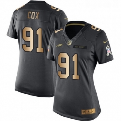 Womens Nike Philadelphia Eagles 91 Fletcher Cox Limited BlackGold Salute to Service NFL Jersey