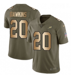 Youth Nike Philadelphia Eagles 20 Brian Dawkins Limited OliveGold 2017 Salute to Service NFL Jersey