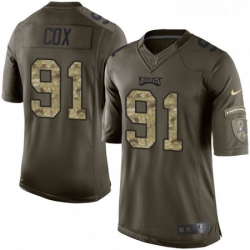 Youth Nike Philadelphia Eagles 91 Fletcher Cox Elite Green Salute to Service NFL Jersey