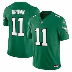 Youth Philadelphia Eagles 11 A  J  Brown Green 2023 F U S E  Stitched Football Jersey