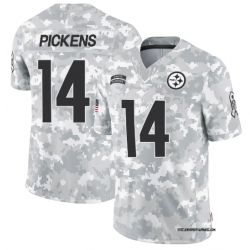 Men Pittsburgh Steelers #14 George Pickens 2024 Arctic Camo Salute To Service Limited Stitched Football Jersey