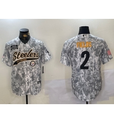 Men Pittsburgh Steelers 2 Justin Fields 2024 Arctic Camo Salute To Service Stitched Baseball Jersey 1