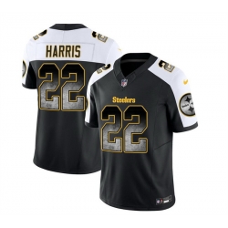 Men Pittsburgh Steelers 22 Najee Harris Black White 2023 F U S E  Smoke Vapor Untouchable Limited Stitched Jersey