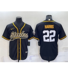 Men Pittsburgh Steelers 22 Najee Harris Black With Patch Cool Base Stitched Baseball Jersey