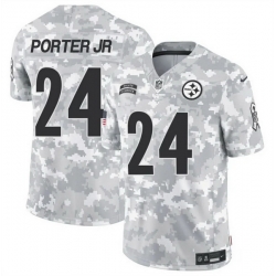 Men Pittsburgh Steelers 24 Joey Porter Jr  2024 F U S E Arctic Camo Salute To Service Limited Stitched Football Jersey