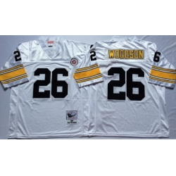 Men Pittsburgh Steelers 26 Rod Woodson White M&N Throwback Jersey