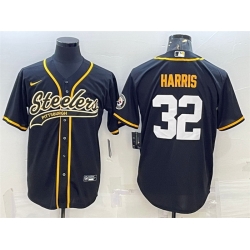 Men Pittsburgh Steelers 32 Franco Harris Black With Patch Cool Base Stitched Baseball JerseyS