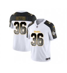 Men Pittsburgh Steelers 36 Jerome Bettis White Black 2023 F U S E  Smoke Vapor Untouchable Limited Stitched Jersey