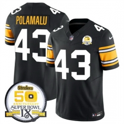 Men Pittsburgh Steelers 43 Troy Polamalu Black 2024 F U S E 50th Anniversary Of Super Bowl IX Vapor Untouchable Limited Stitched Jersey