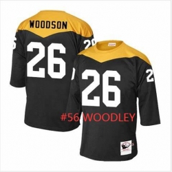 Men Pittsburgh Steelers 56 Lamarr Woodley Yellow Black Throwback Jersey