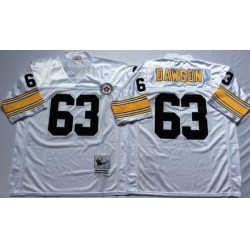 Men Pittsburgh Steelers 63 Dermontti Dawson White M&N Throwback Jersey