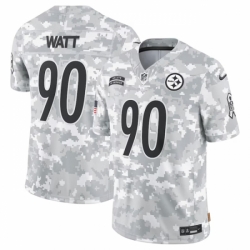 Men Pittsburgh Steelers 90 T J Watt 2024 Arctic Camo Salute To Service Limited Stitched Football Jersey