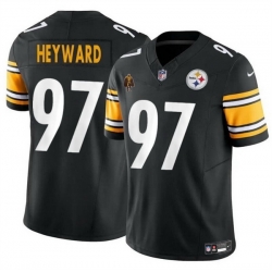 Men Pittsburgh Steelers 97 Cameron Heyward Black F U S E  With Walter Payton Patch Vapor Untouchable Limited Stitched Jersey