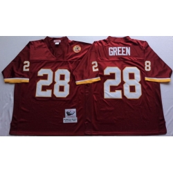 Men Redskins 28 Darrell Green Red M&N Throwback Jersey