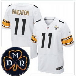 Men's Nike Pittsburgh Steelers #11 Markus Wheaton White NFL Elite MDR Dan Rooney Patch Jersey