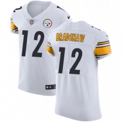 Mens Nike Pittsburgh Steelers 12 Terry Bradshaw White Vapor Untouchable Elite Player NFL Jersey